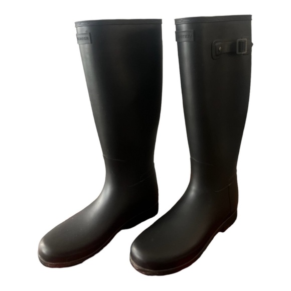 HUNTER Creeper Matte Black label tall boots classic timeless capsule chic - Picture 6 of 9